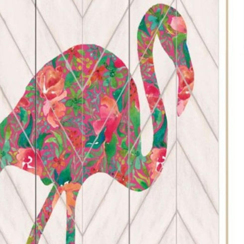 Set Of Two "Flamingo's - A matrix colors!" White Framed Wall Art