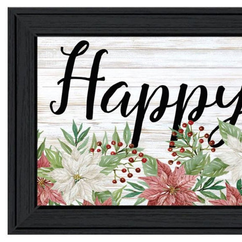 Set Of Two Merry and Bright Holiday Black Framed Wall Art