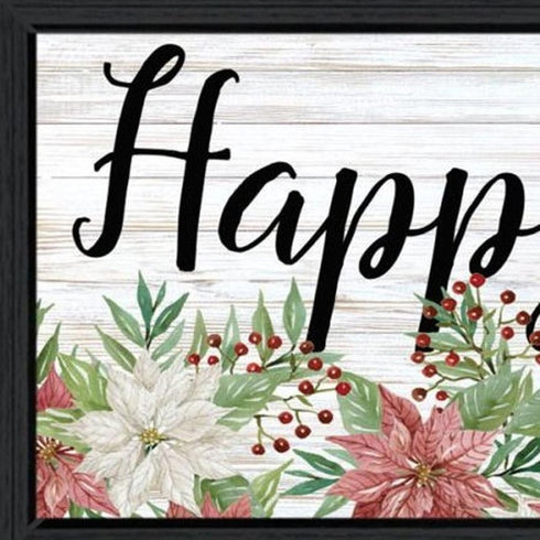 Set Of Two Merry and Bright Holiday Black Framed Wall Art