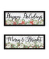 Set Of Two Merry and Bright Holiday Black Framed Wall Art
