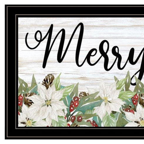 Set Of Two Merry and Bright Holiday Black Framed Wall Art