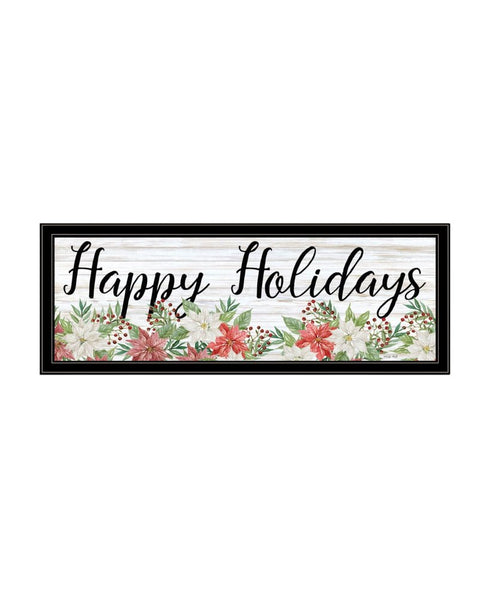 Set Of Two Merry and Bright Holiday Black Framed Wall Art
