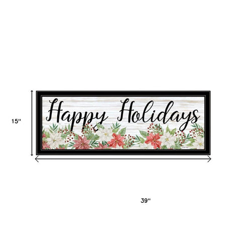 Set Of Two Merry and Bright Holiday Black Framed Wall Art