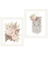 Set Of Two "Bohemian Macrame And Floral Arrangement" White Framed Wall Art