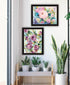 Set Of Two Abstract Florals Black Framed Wall Art
