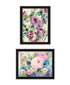 Set Of Two Abstract Florals Black Framed Wall Art