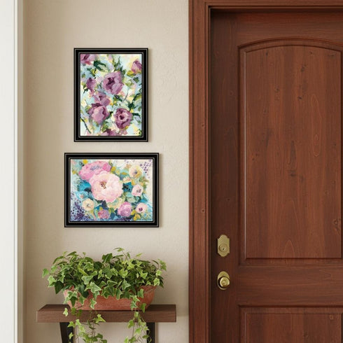 Set Of Two Abstract Florals Black Framed Wall Art
