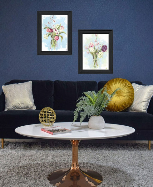 Set Of Two "Flowers from the Farm" Black Framed Wall Art