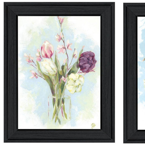 Set Of Two "Flowers from the Farm" Black Framed Wall Art
