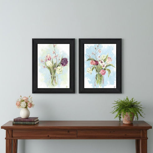 Set Of Two "Flowers from the Farm" Black Framed Wall Art