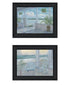 Set Of Two Coastal Porch Relaxing Black Framed Wall Art