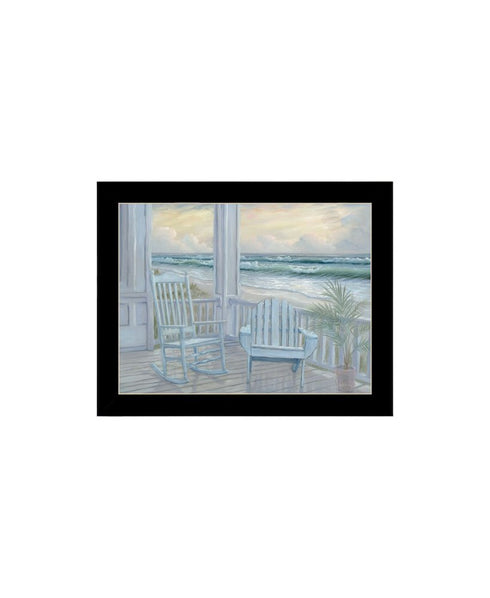 Set Of Two Coastal Porch Relaxing Black Framed Wall Art