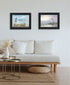 Set Of Two Lighthouse at Sunset Black Framed Wall Art