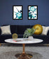Set Of Two Abstract Ocean Living Black Framed Wall Art
