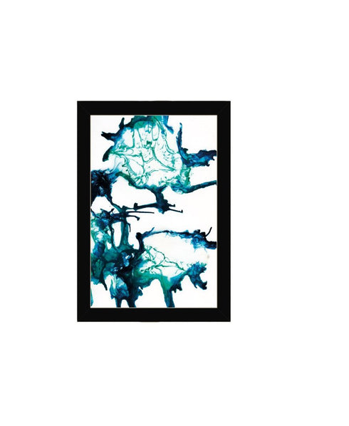 Set Of Two Abstract Ocean Living Black Framed Wall Art
