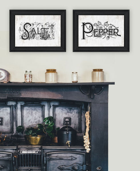 Set Of Two This Kitchen is Seasoned With Love Black Framed Kitchen Wall Art