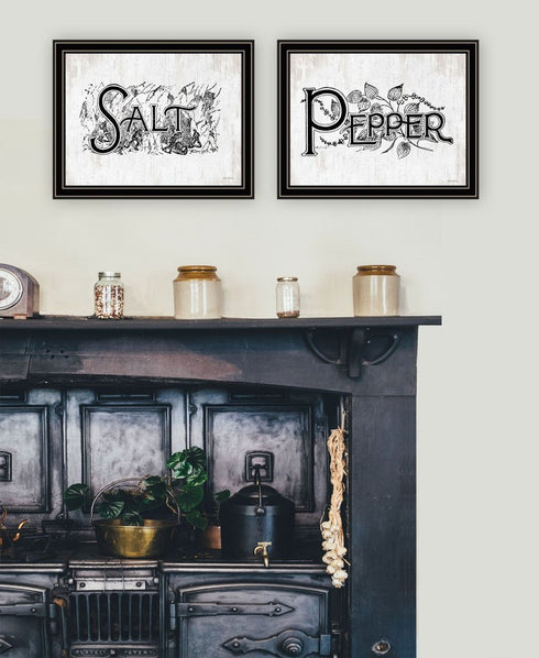 Set Of Two This Kitchen is Seasoned With Love Black Framed Kitchen Wall Art