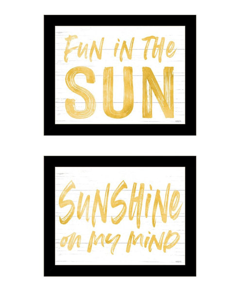 Set Of Two Fun in the Sun-Sunshine on my Mind Black Framed Wall Art