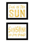 Set Of Two Fun in the Sun-Sunshine on my Mind Black Framed Wall Art