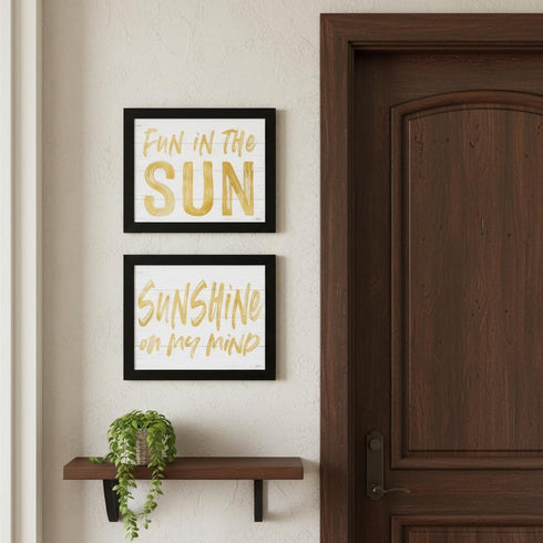 Set Of Two Fun in the Sun-Sunshine on my Mind Black Framed Wall Art