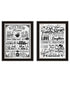 Set Of Two Our Family Kitchen Rules And Recipes Black Framed Kitchen Wall Art