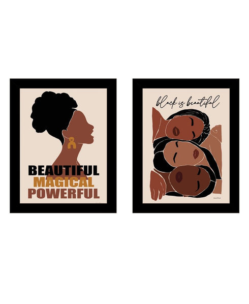 Set Of Two Black is Beautiful Black Framed Wall Art
