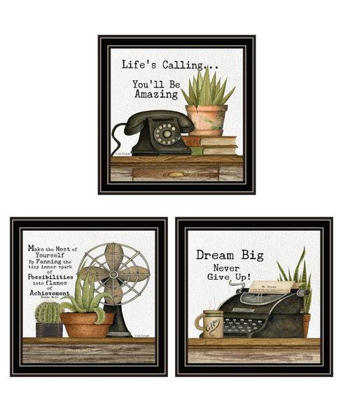 Set Of Three Make the Most of Yourself Black Framed Wall Art