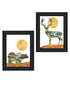 Set Of Two Bear and Deer Black Framed Wall Art