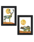 Set Of Two Bear and Deer Black Framed Wall Art