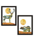 Set Of Two Bear and Deer Black Framed Wall Art