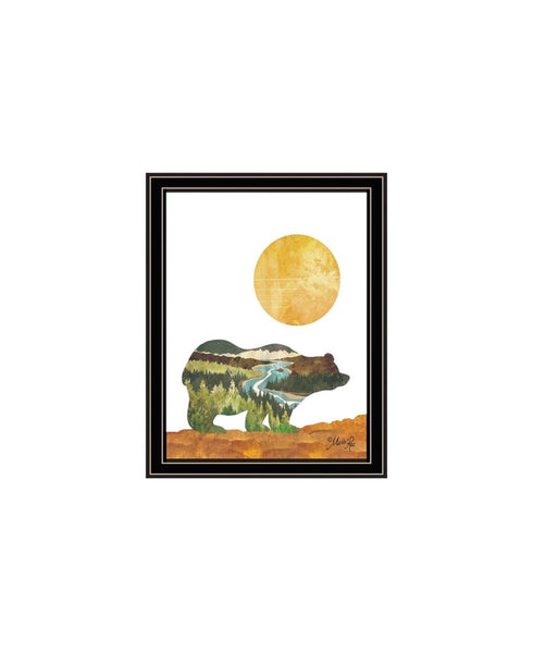 Set Of Two Bear and Deer Black Framed Wall Art