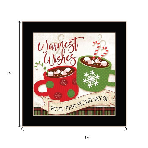 Set Of Two Hot Cocoa And Candy Canes Black Framed Kitchen Wall Art