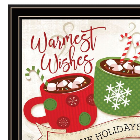 Set Of Two Hot Cocoa And Candy Canes Black Framed Kitchen Wall Art