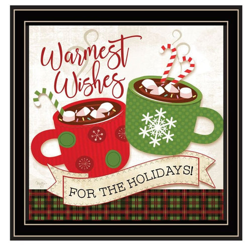Set Of Two Hot Cocoa And Candy Canes Black Framed Kitchen Wall Art