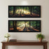 Set Of Two Sun Rays in the Forest Black Framed Wall Art