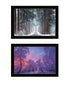 Set Of Two Winter Wonderland Black Framed Wall Art