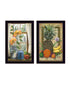 Set Of Two Flowers And Fruit Black Framed Kitchen Wall Art