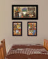 Set Of Three Antique Kitchen with Sugar And Spice Black Framed Kitchen Wall Art