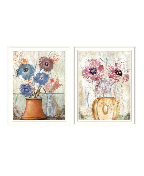 Set Of Two Floral Dreams White Framed Wall Art