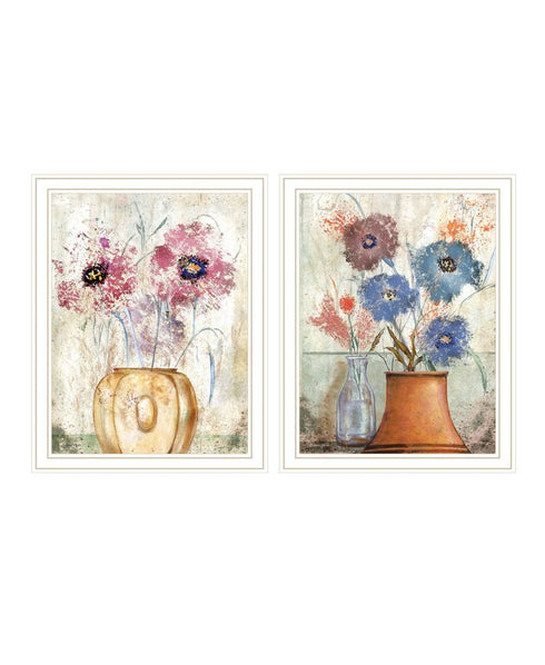 Set Of Two Floral Dreams White Framed Wall Art