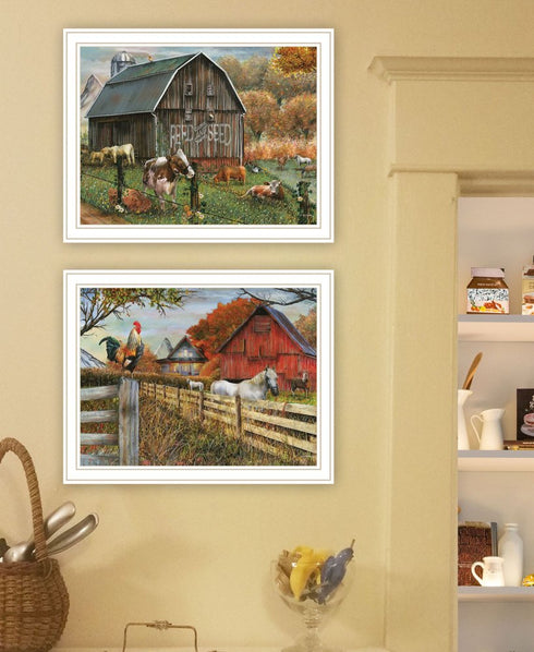 Set Of Two Feed And Seed White Framed Wall Art