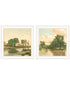 Set Of Two Country Pond And Farmhouse White Framed Wall Art