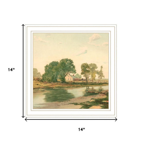 Set Of Two Country Pond And Farmhouse White Framed Wall Art