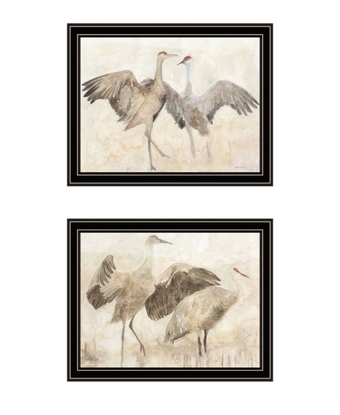 Set Of Two Sandhill Cranes Black Framed Wall Art