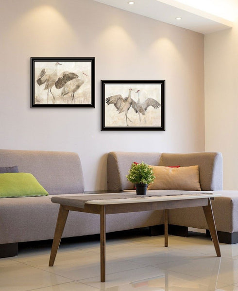 Set Of Two Sandhill Cranes Black Framed Wall Art
