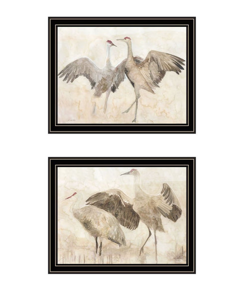 Set Of Two Sandhill Cranes Black Framed Wall Art