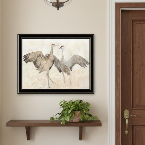 Set Of Two Sandhill Cranes Black Framed Wall Art