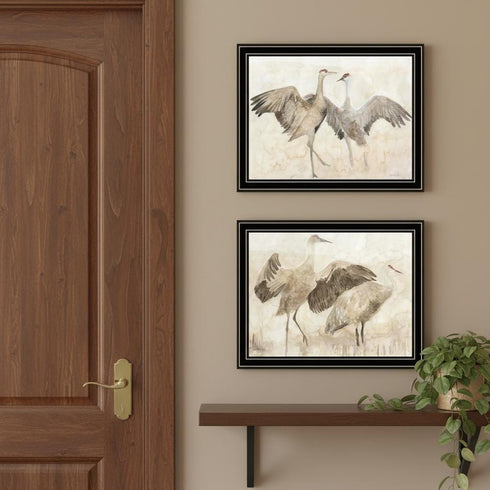 Set Of Two Sandhill Cranes Black Framed Wall Art