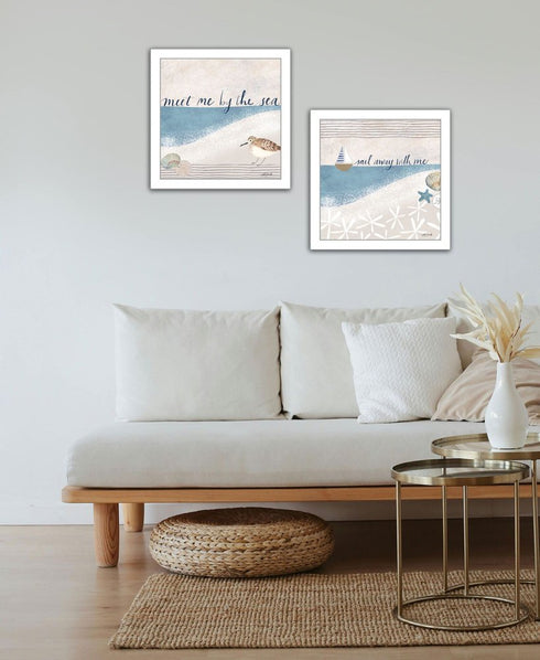 Set Of Two Sail Away With ME White Framed Wall Art