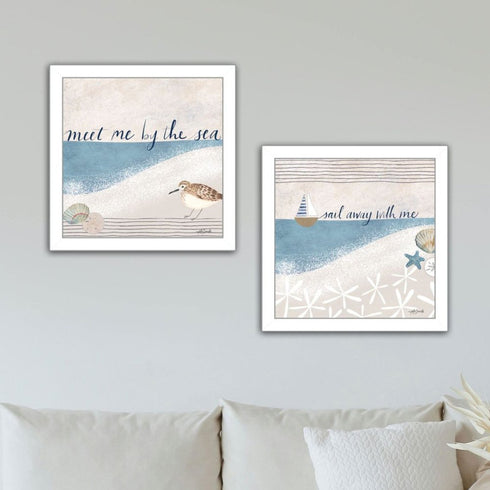 Set Of Two Sail Away With ME White Framed Wall Art